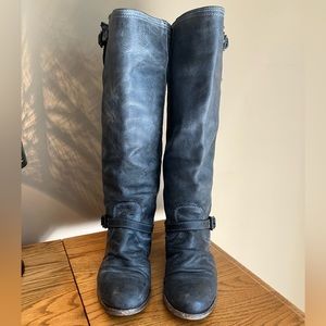 Grey Distressed Leather Boots